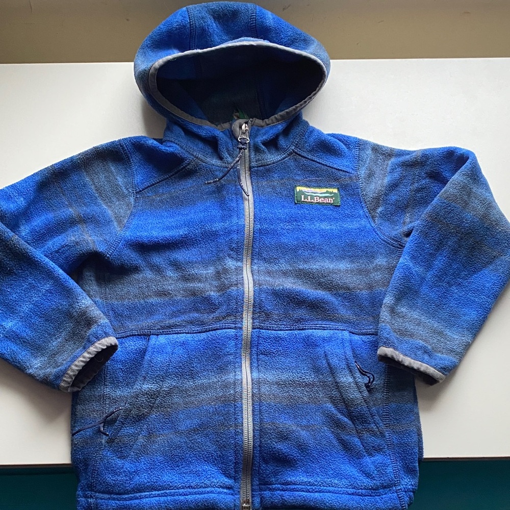 L.L. Bean Kids Striped Blue Fleece Hoodie